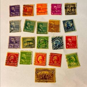 Vintage Multicolor Postage Stamps Collection